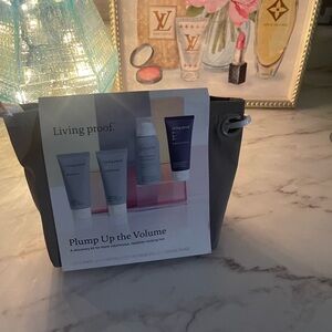 Living Proof Volumizing Hair Care Trio with Gray Bag